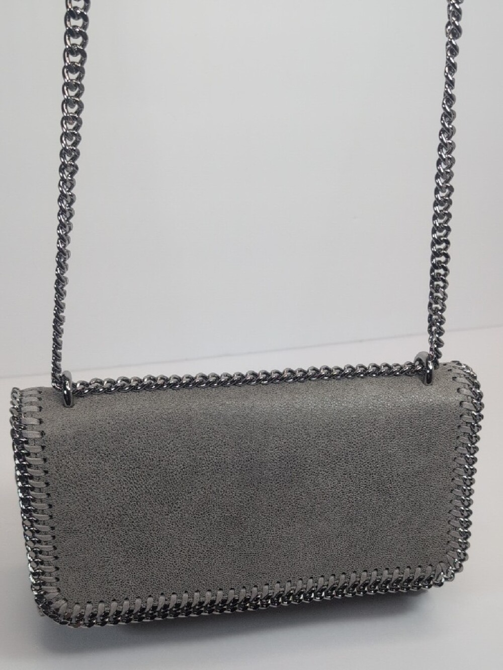 Stella McCartney Grey Faux Leather Falabella Flap Shoulder Bag - Picture 6 of 11